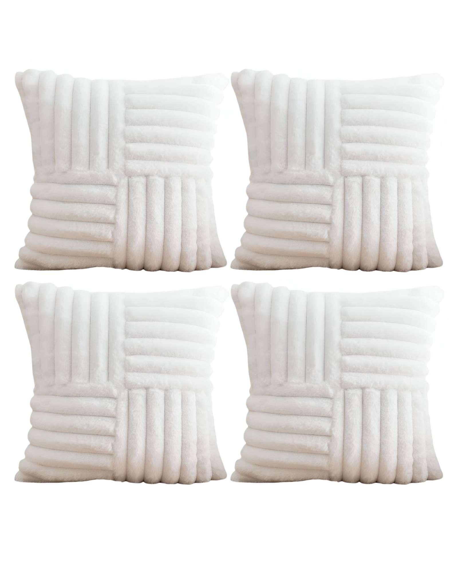PACK DE 4 FUNDAS PELUDA EMPALMADA BLANCO - 2