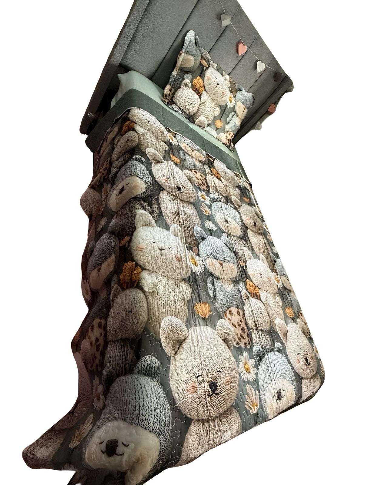CUBRECAMA QUILT PRIMAVERA VERANO INFANTIL OSO VERDE - 3