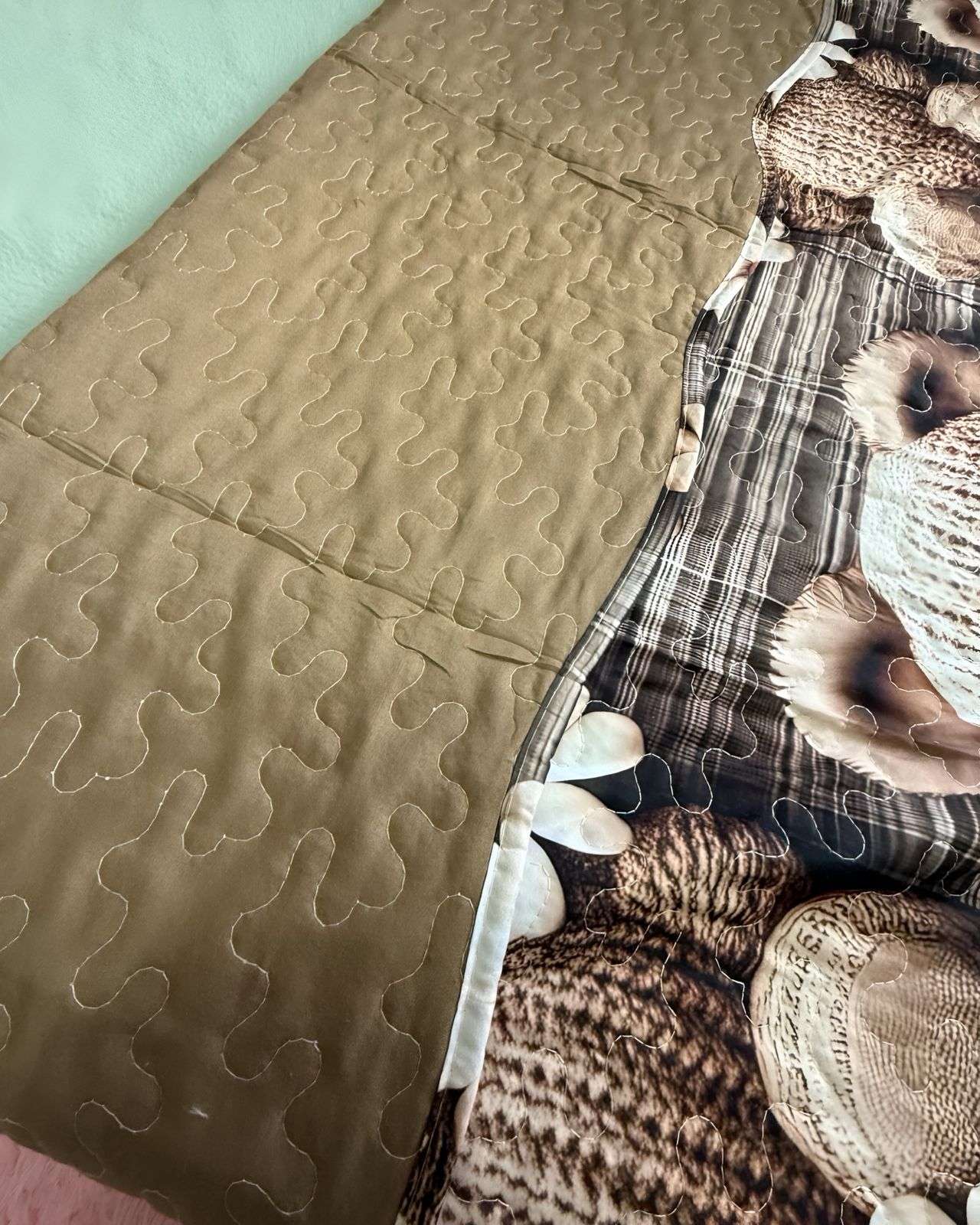 CUBRECAMA QUILT PRIMAVERA VERANO INFANTIL OSO CAFE - 4