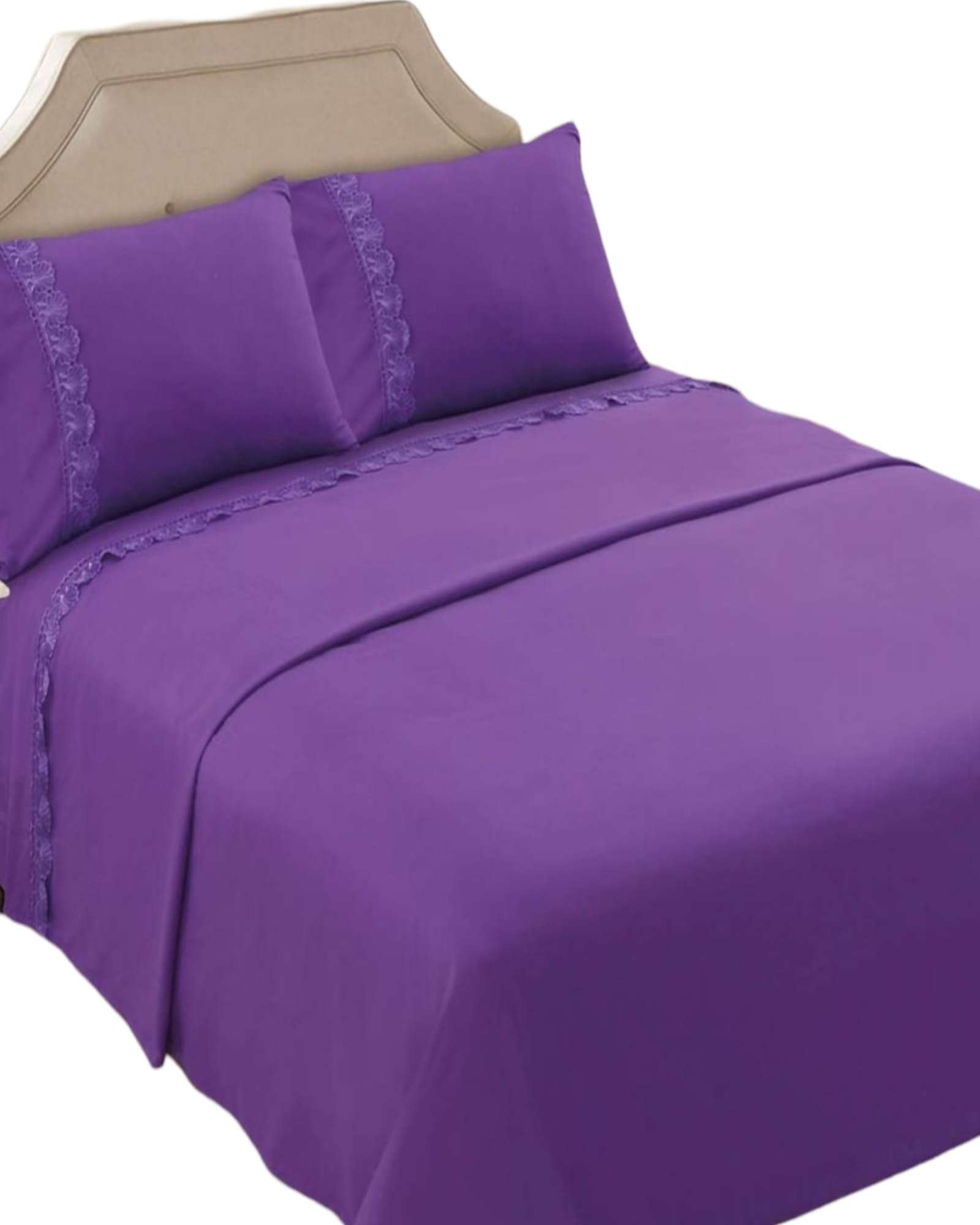 JUEGO DE SABANAS 144 HILOS KING MORADO - 1