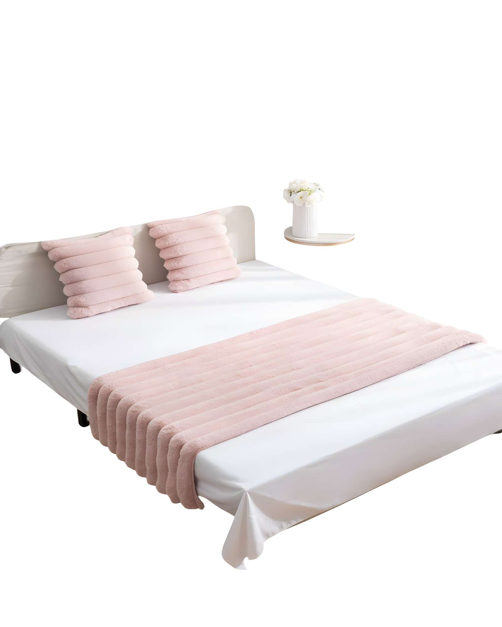 JUEGO DE PIECERA CON DOS FUNDAS DE COJIN MODELO LINEAL KING ROSA - 2