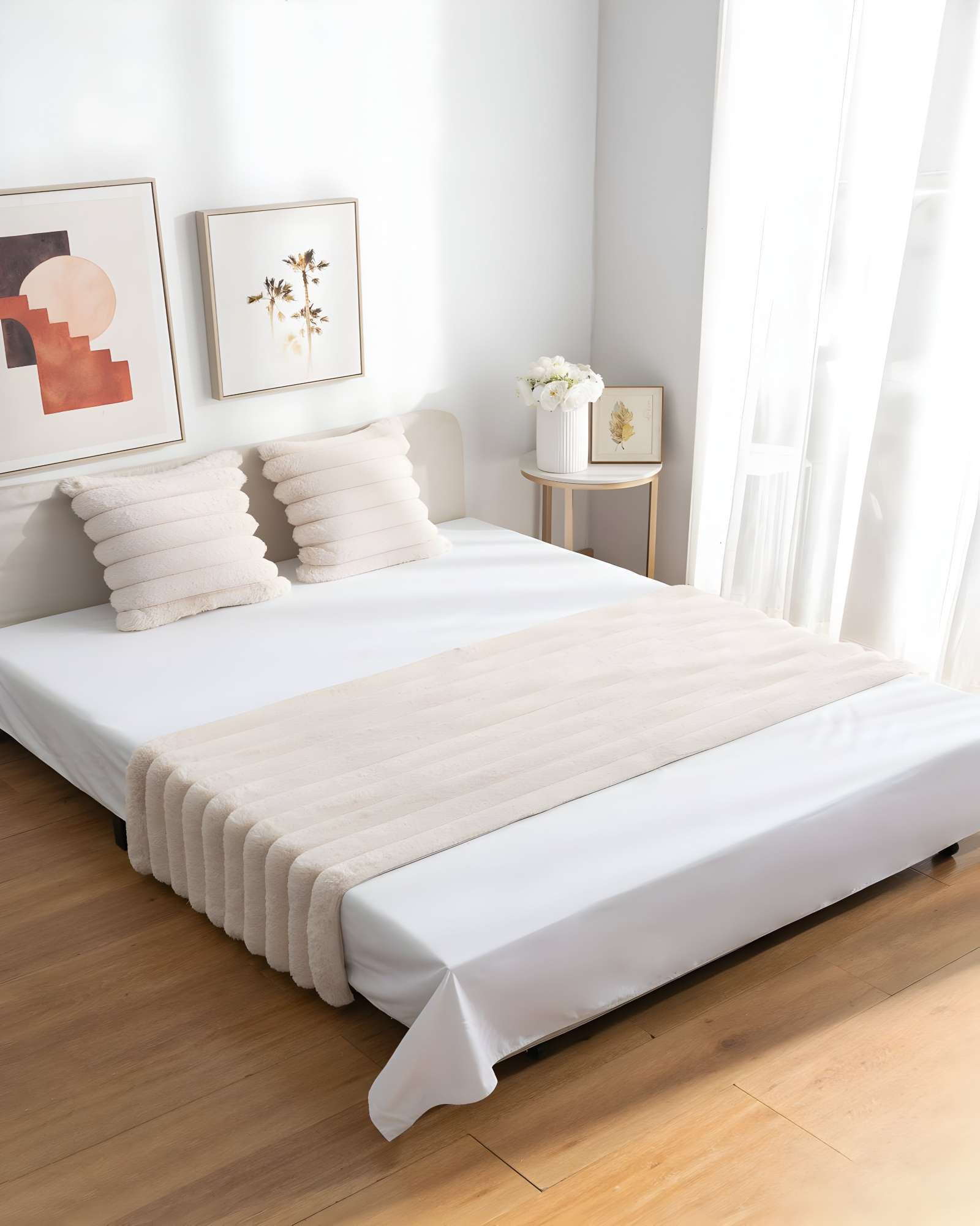 JUEGO DE PIECERA CON DOS FUNDAS DE COJIN MODELO LINEAL 2 PLAZAS BEIGE - 4