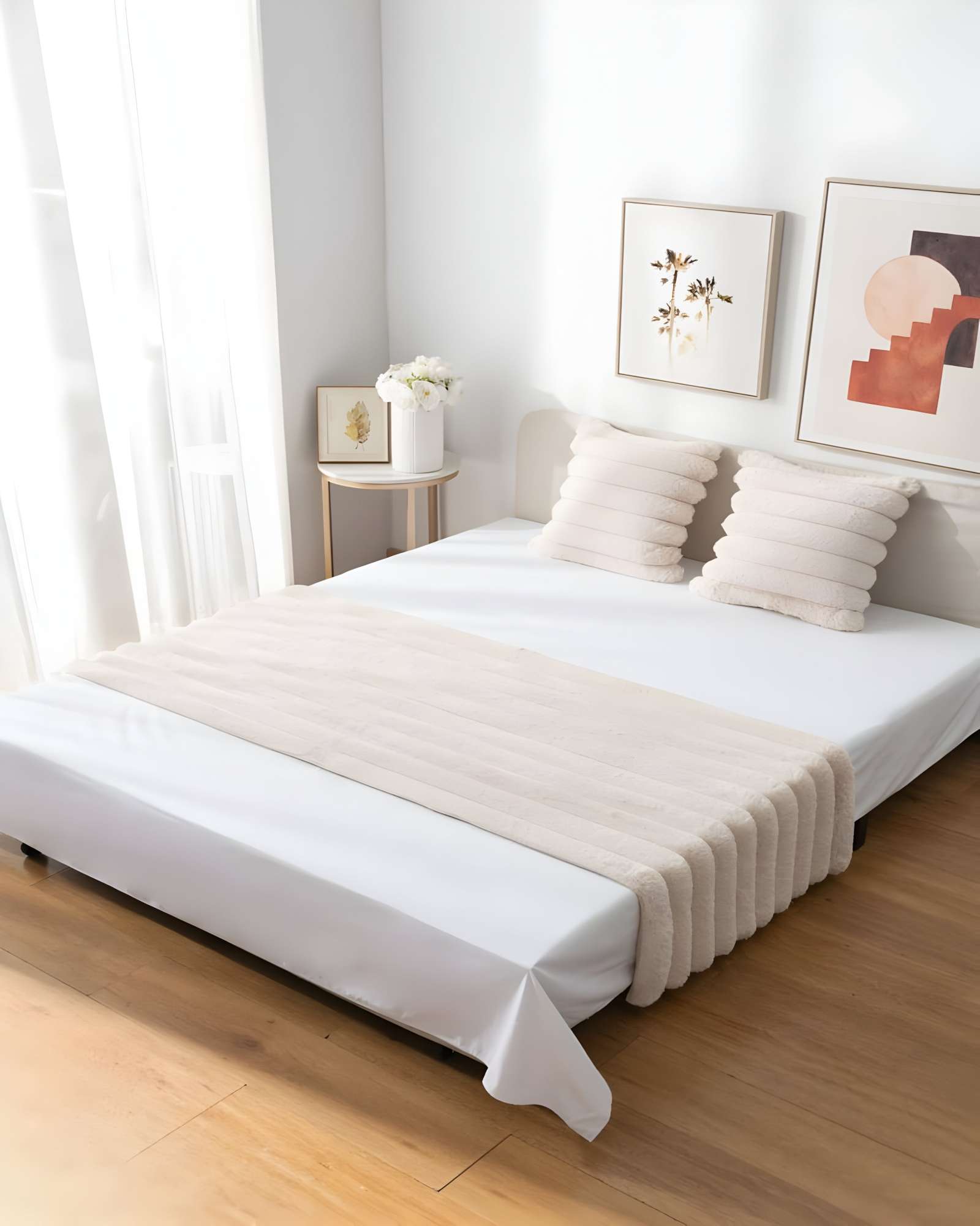 JUEGO DE PIECERA CON DOS FUNDAS DE COJIN MODELO LINEAL KING BEIGE - 3