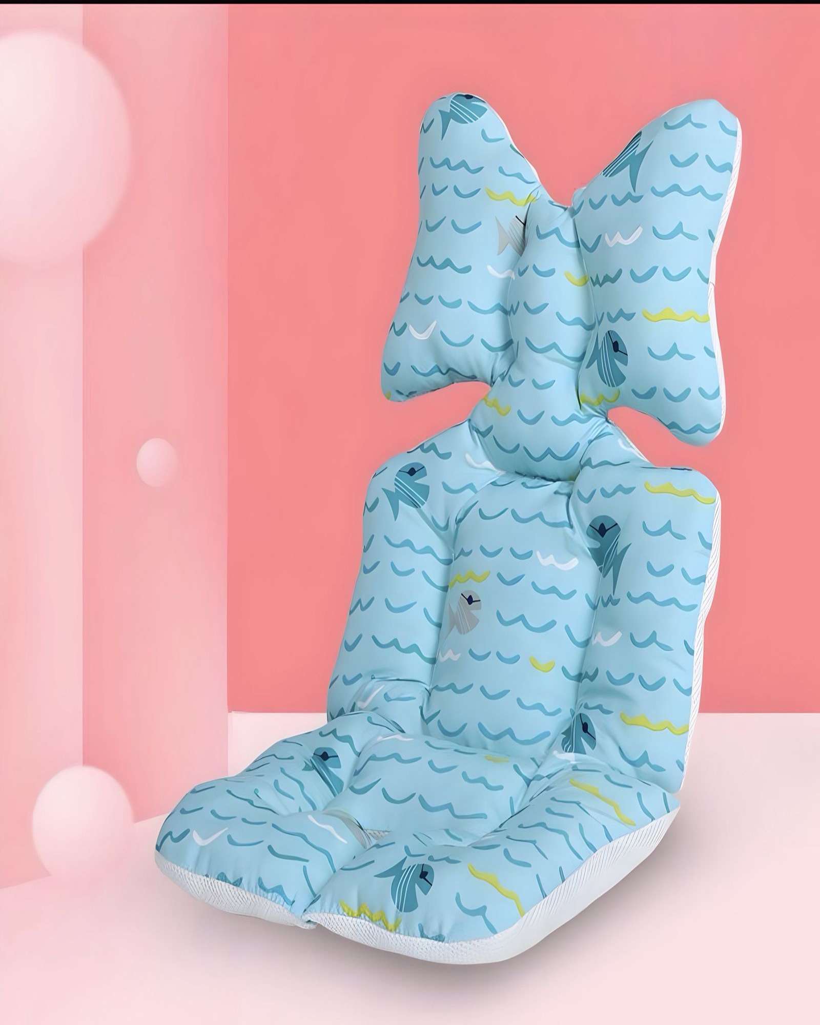 COJIN BEBE ACOLCHADO PARA COCHES O SILLA DE AUTOS CELESTE - 3