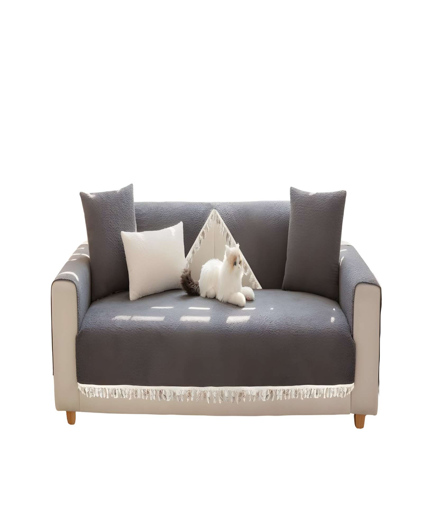 FUNDAS DE SILLON CON FLECOS 5 PIEZAS DE SILLON CON FLECOS GRIS - 1
