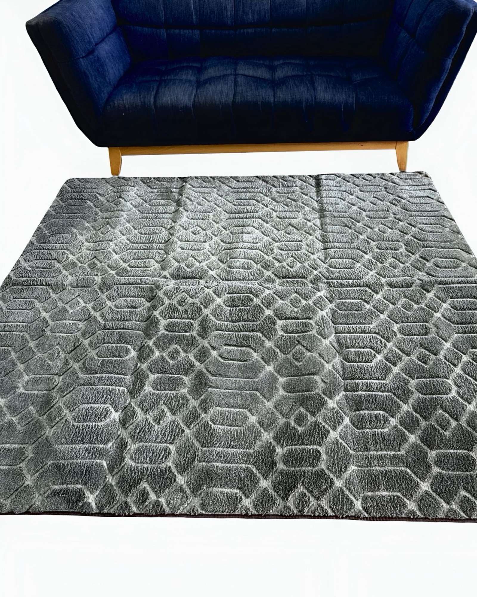 ALFOMBRA LIVING COMEDOR DISEÑO GEOMETRICO 160X200CM GRIS CLARO - 2