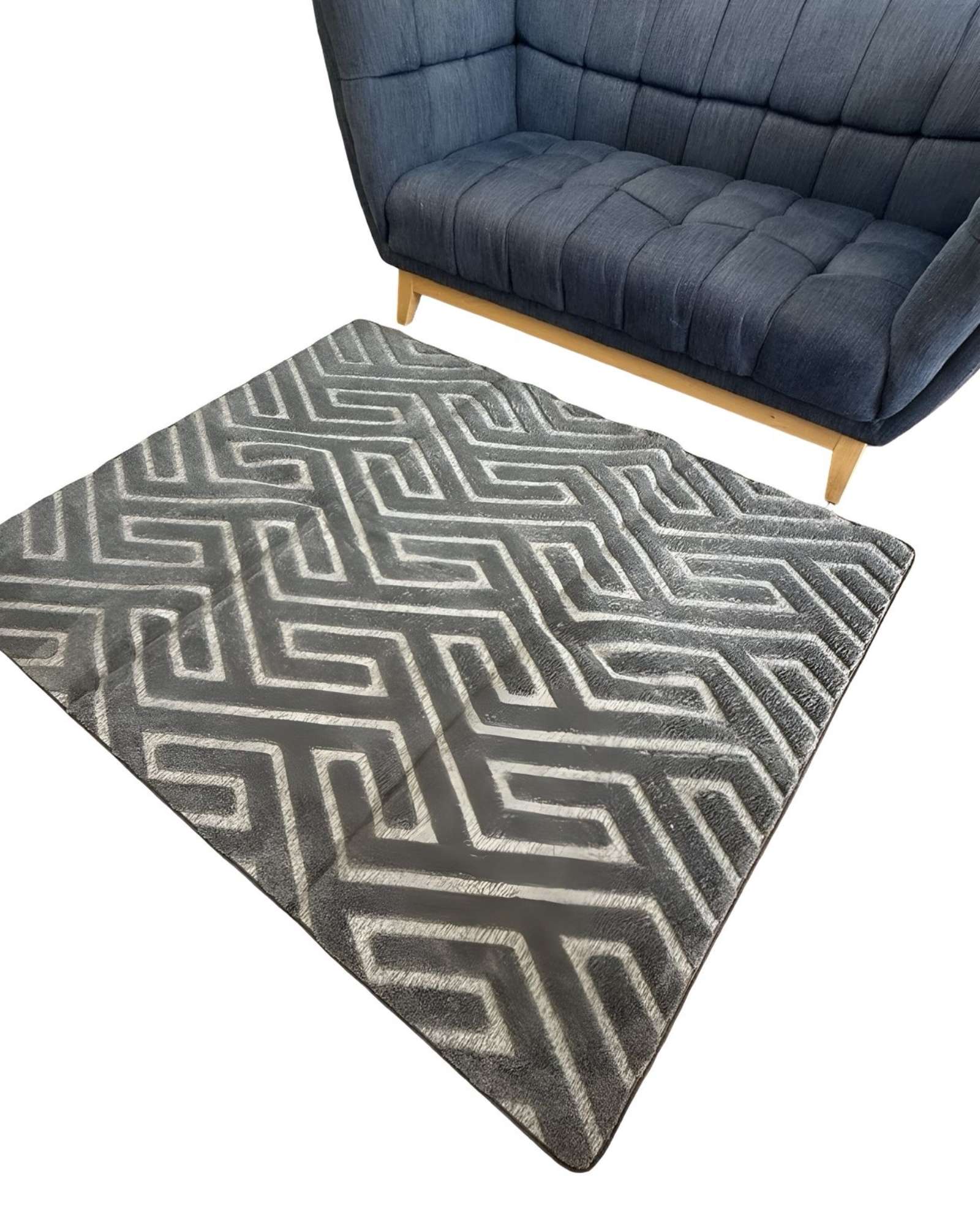 ALFOMBRA LIVING COMEDOR DISEÑO GEOMETRICO 160X200CM GRIS OSCURO - 2