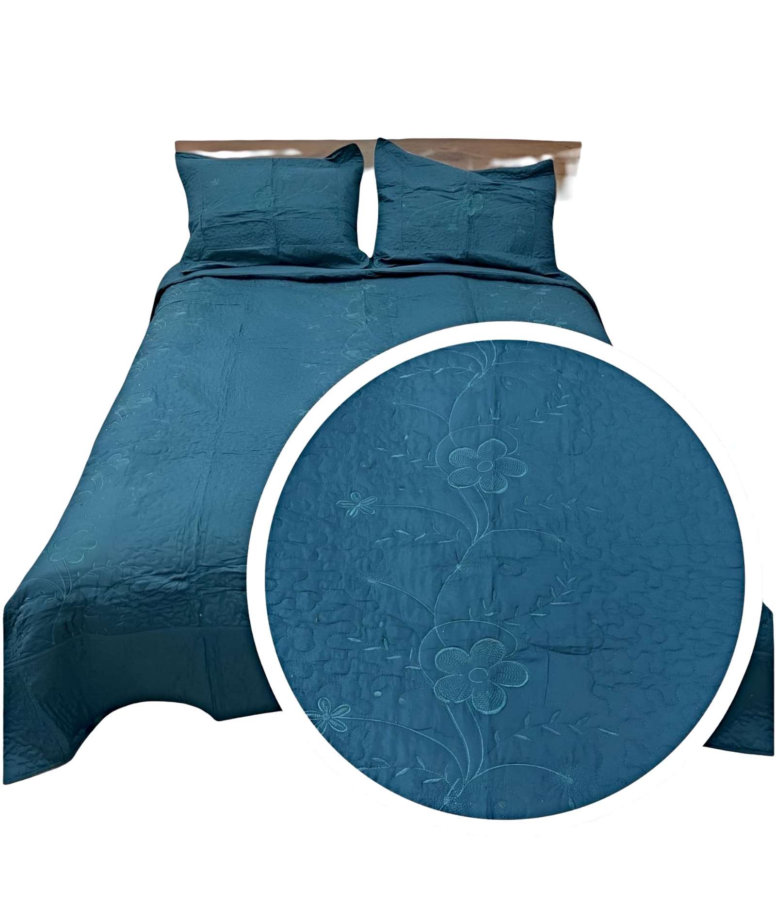 COBERTOR COLCHA QUILT VERANO KING-SUPER KING BORDADO - 1
