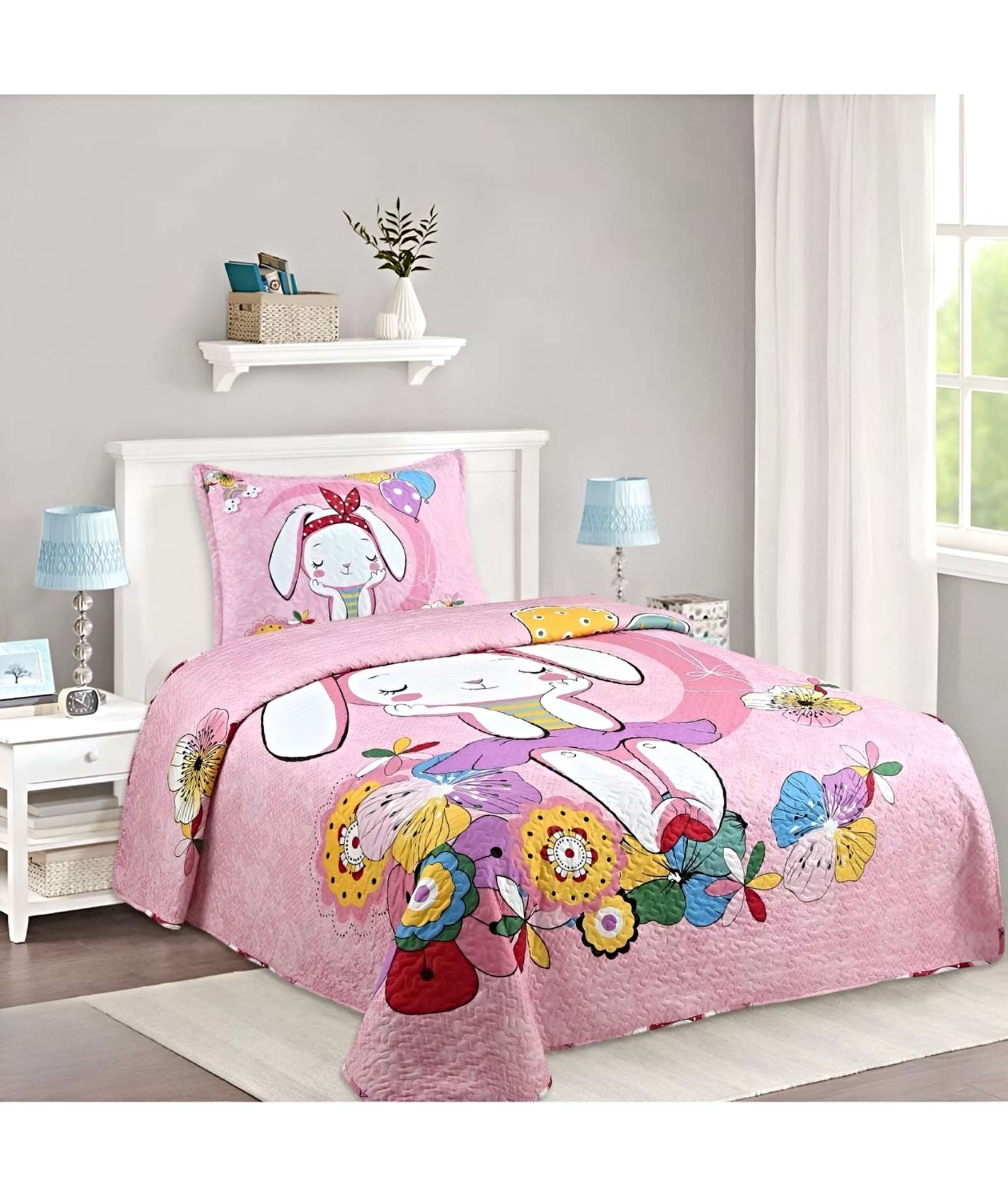 COBERTOR COLCHA QUILT VERANO PLAZA Y MEDIA - 3