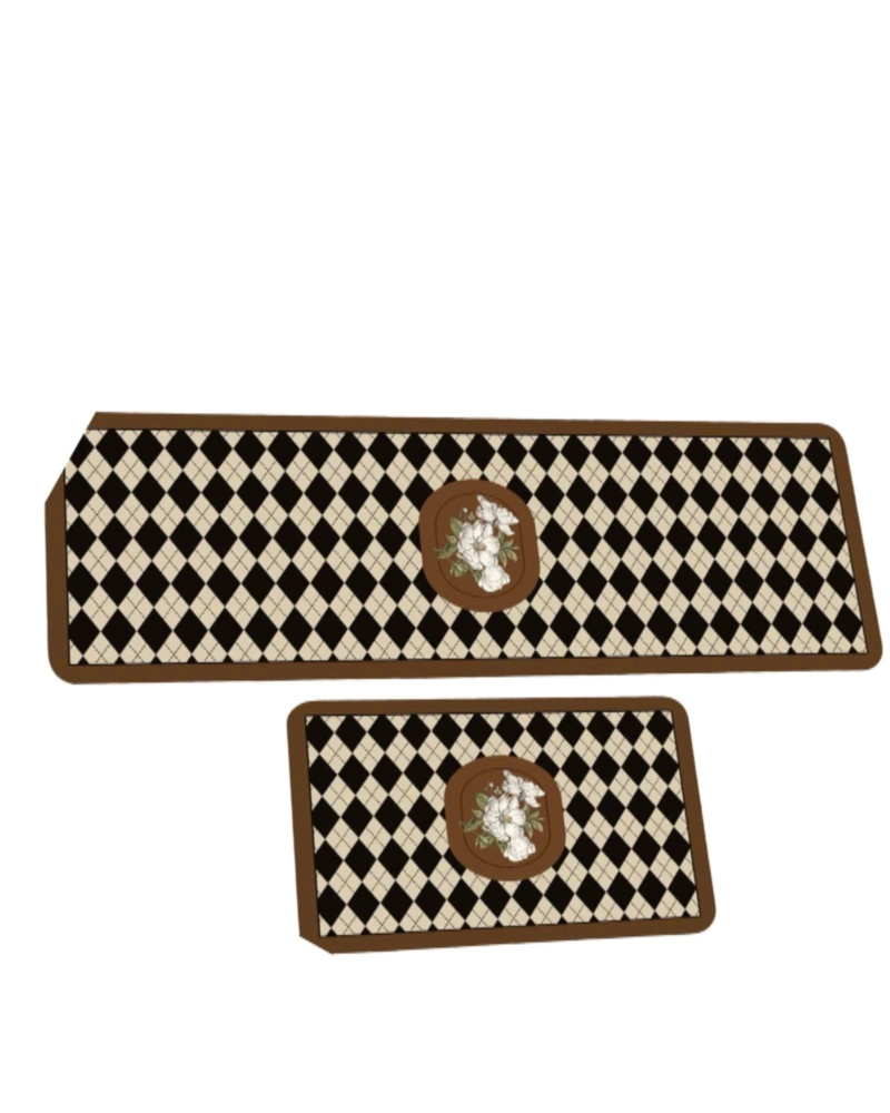 TAPETES DECORATIVAS COCINA ANTIDESLIZANTE DISEÑO TRIANGULO NEGRO - 1