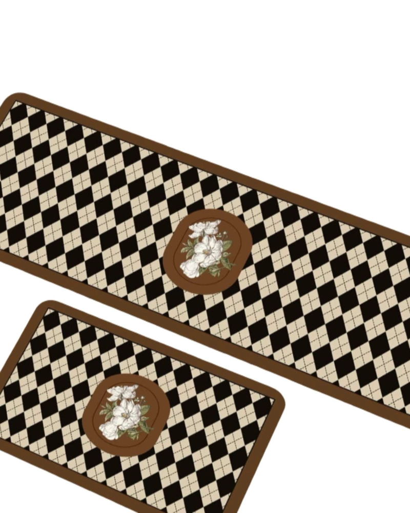 TAPETES DECORATIVAS COCINA ANTIDESLIZANTE DISEÑO TRIANGULO NEGRO - 2