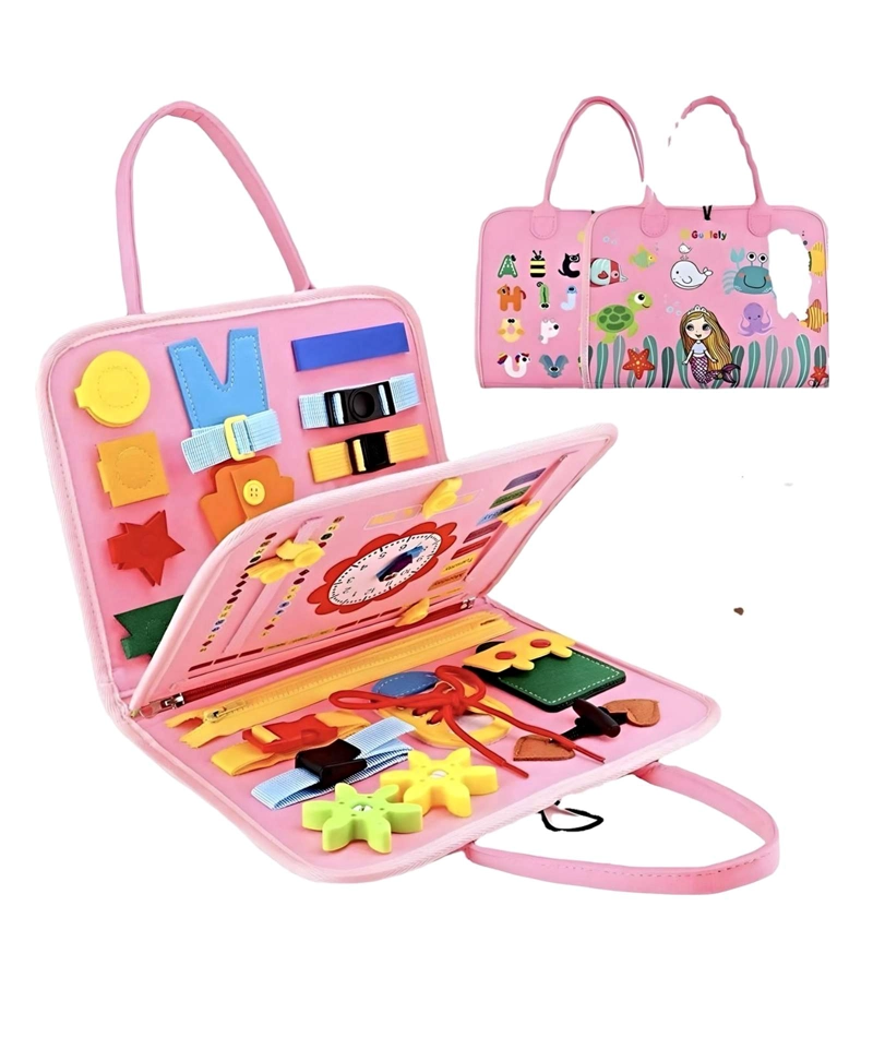 TABLERO SENSORIALES INTERACTIVO MONTESSORI JUEGO EDUCATIVO ROSA - 1