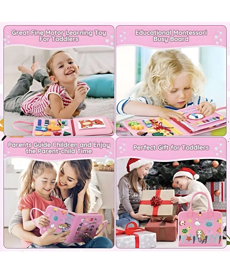 TABLERO SENSORIALES INTERACTIVO MONTESSORI JUEGO EDUCATIVO ROSA - 4