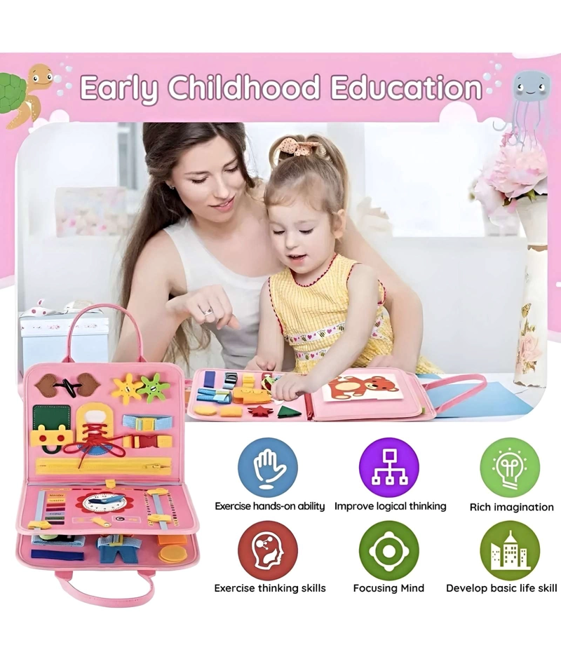 TABLERO SENSORIALES INTERACTIVO MONTESSORI JUEGO EDUCATIVO ROSA - 5