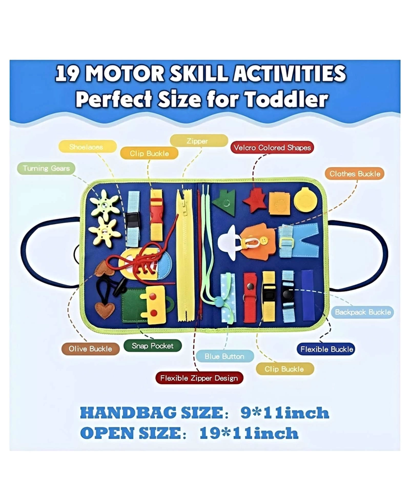 TABLERO SENSORIALES INTERACTIVO MONTESSORI JUEGO EDUCATIVO AZUL - 5