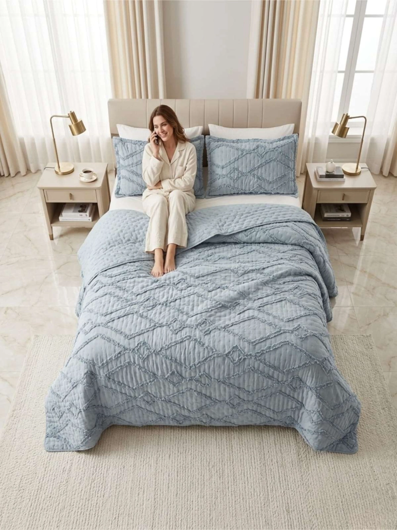 QUILT  GEOME TRICO DE VERANO LIVIANO  KING / SUPER KING TUFTING - 2