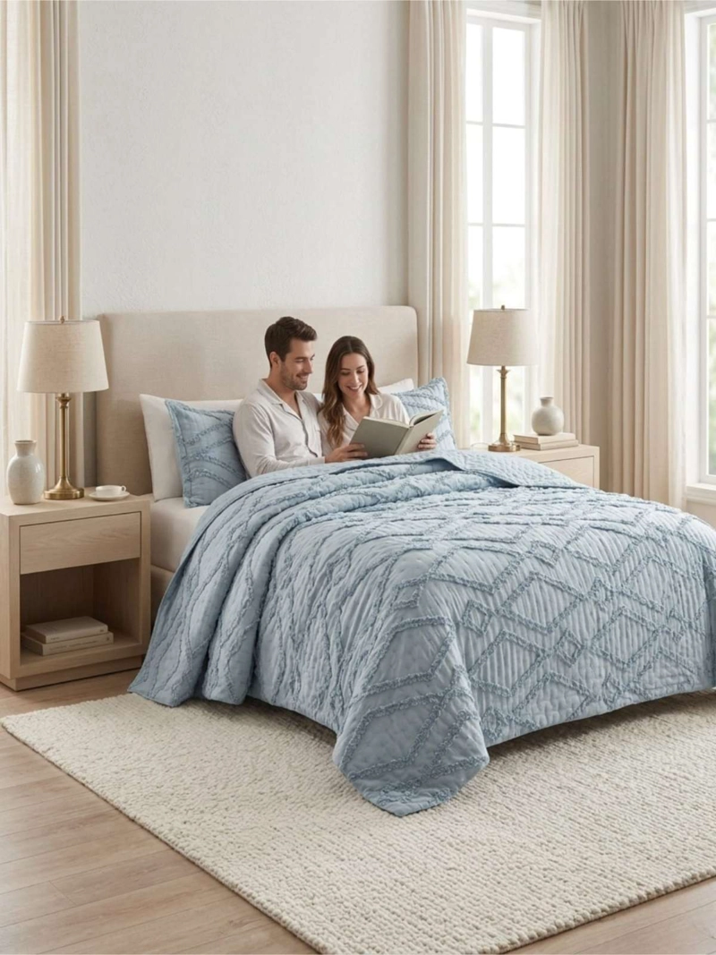 QUILT  GEOME TRICO DE VERANO LIVIANO  KING / SUPER KING TUFTING - 4