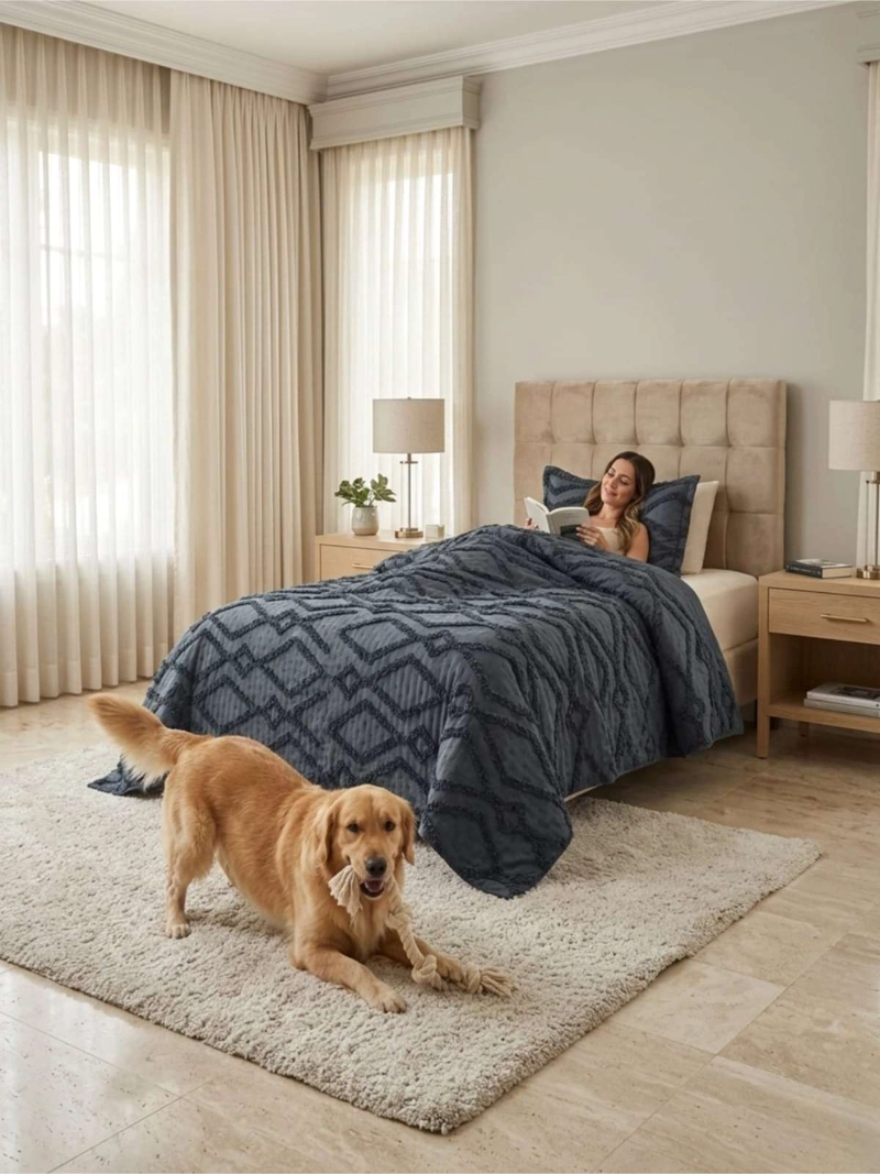 QUILT  GEOME TRICO DE VERANO LIVIANO  1,5 PLAZA TUFTING - 4