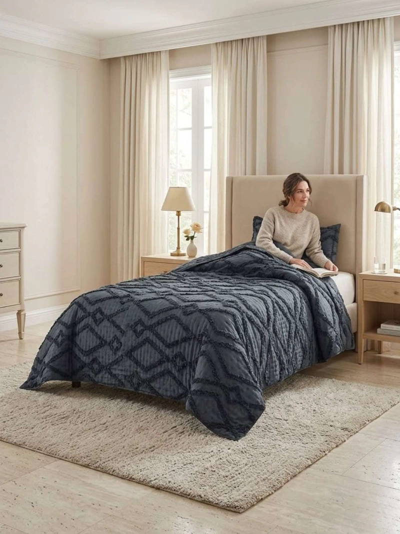 QUILT  GEOME TRICO DE VERANO LIVIANO  1,5 PLAZA TUFTING - 6