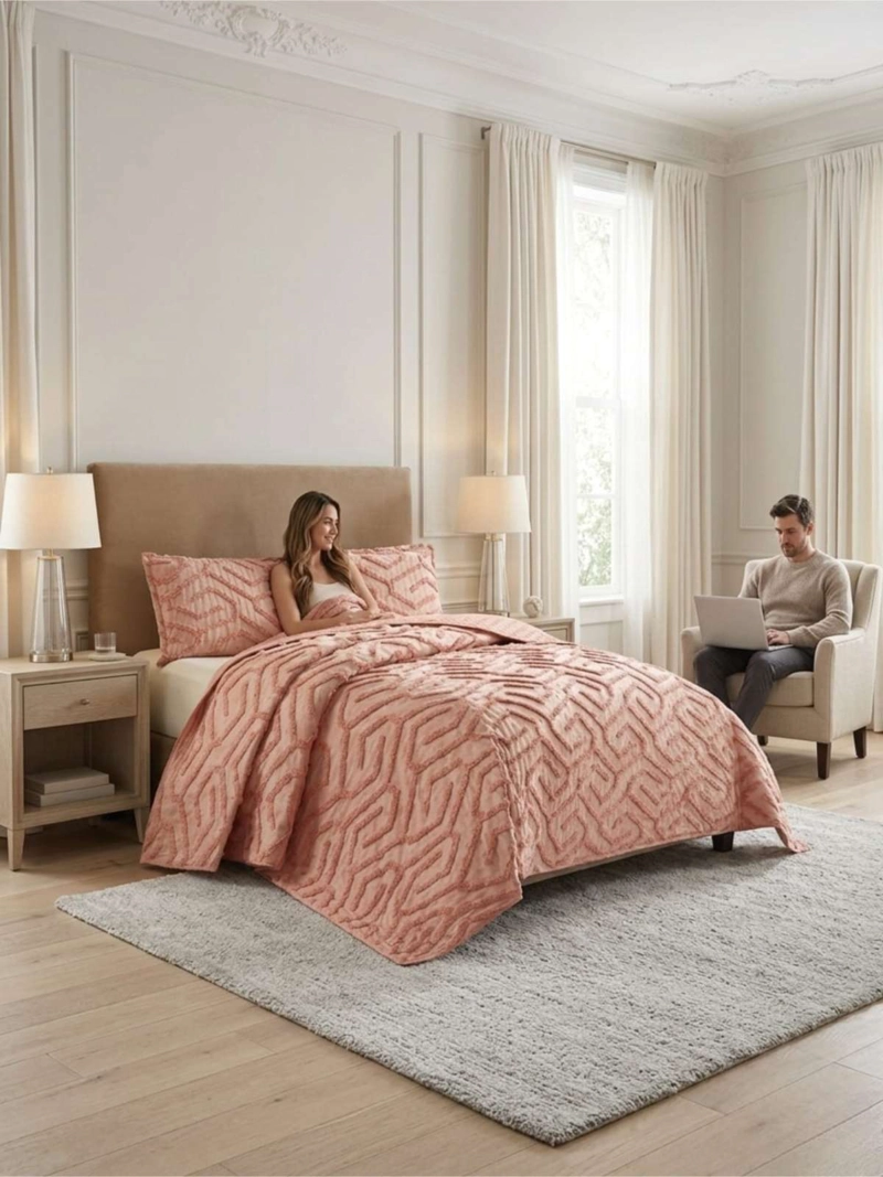 QUILT  GEOME TRICO DE VERANO LIVIANO  KING / SUPER KING TUFTING - 1
