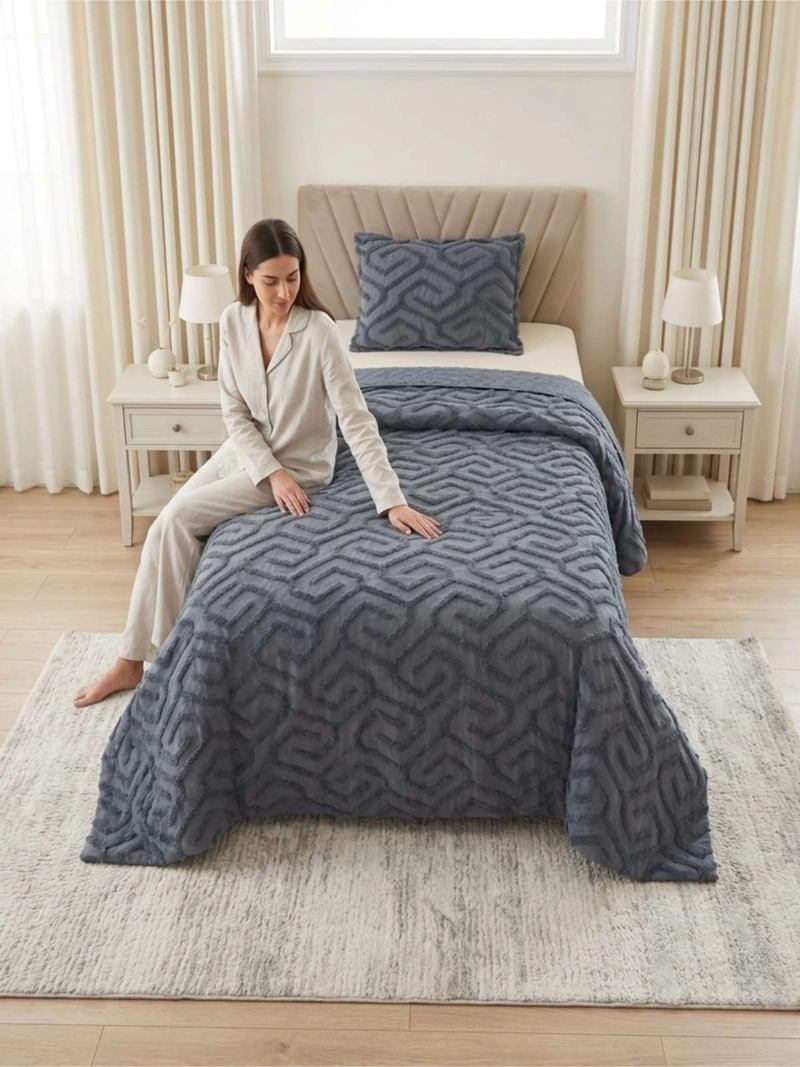 QUILT  GEOME TRICO DE VERANO LIVIANO  1,5 PLAZA TUFTING - 1