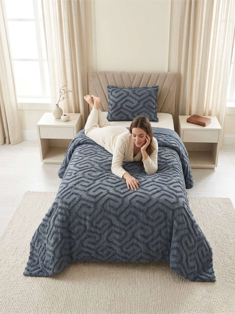 QUILT  GEOME TRICO DE VERANO LIVIANO  1,5 PLAZA TUFTING - 2
