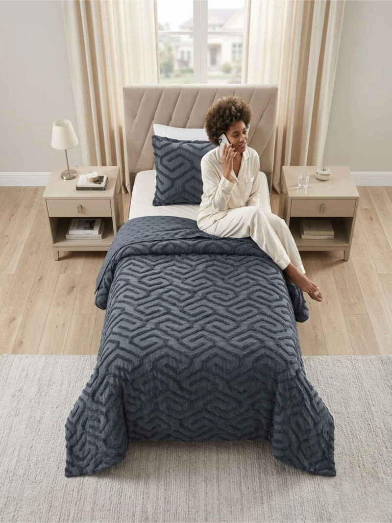 QUILT  GEOME TRICO DE VERANO LIVIANO  1,5 PLAZA TUFTING - 5