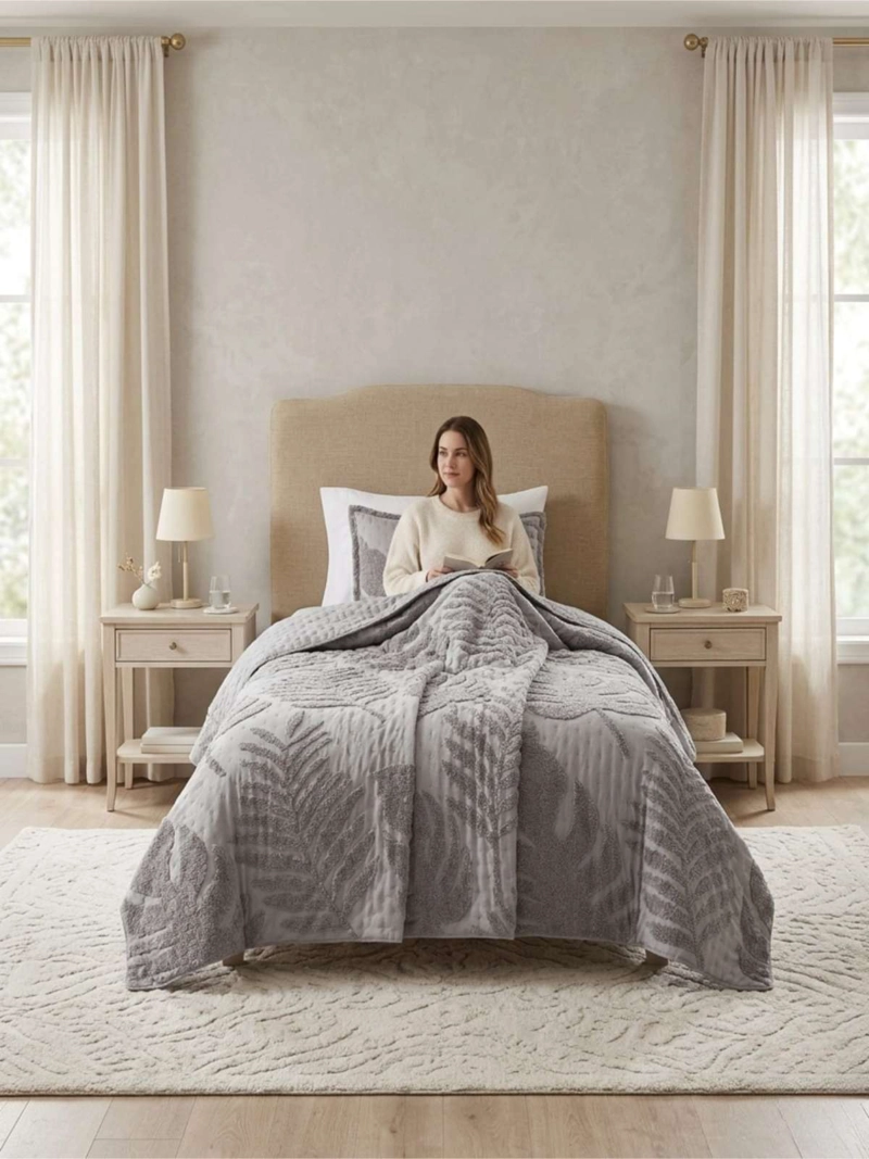 QUILT  GEOME TRICO DE VERANO LIVIANO  1,5 PLAZA TUFTING SERIE 3 - 1