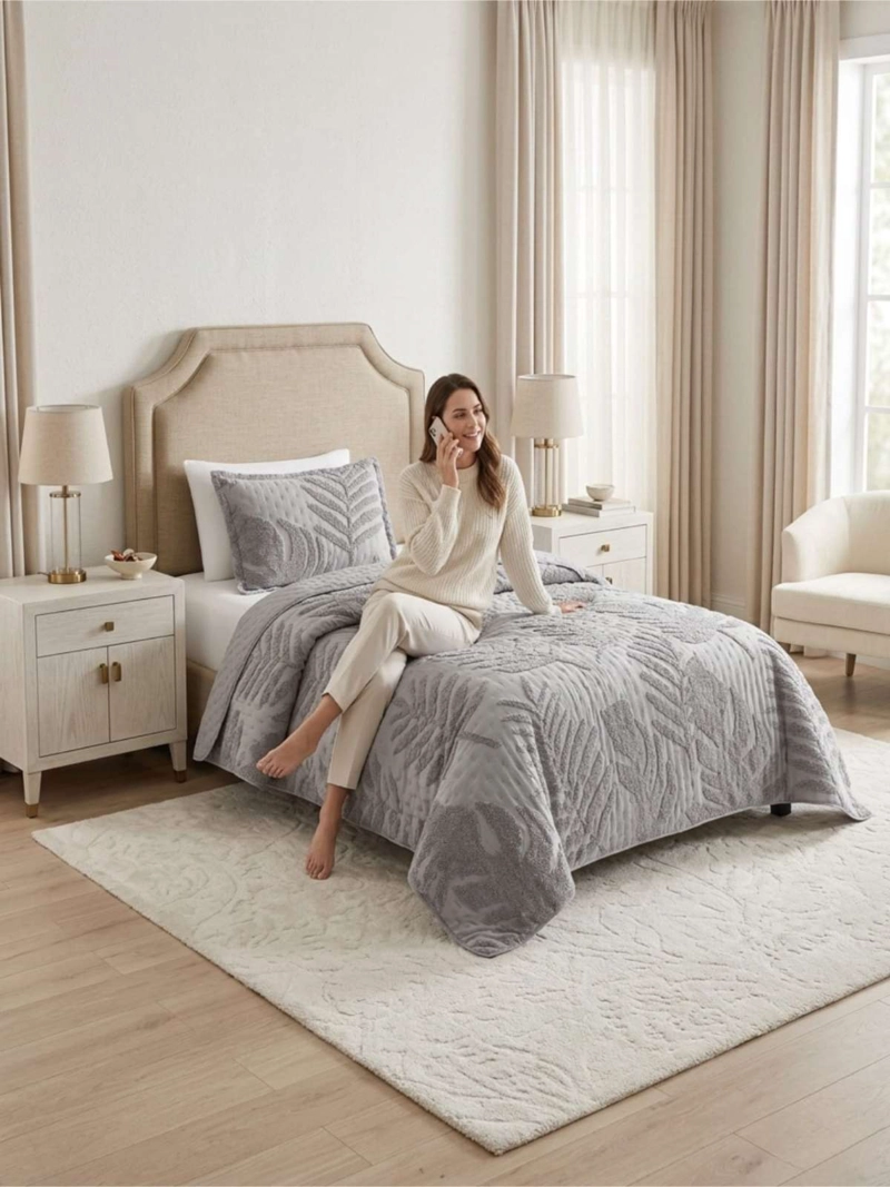 QUILT  GEOME TRICO DE VERANO LIVIANO  1,5 PLAZA TUFTING SERIE 3 - 5