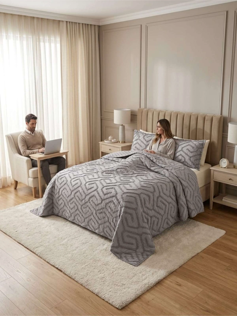 QUILT  GEOME TRICO DE VERANO LIVIANO  2 PLAZA TUFTING - 4