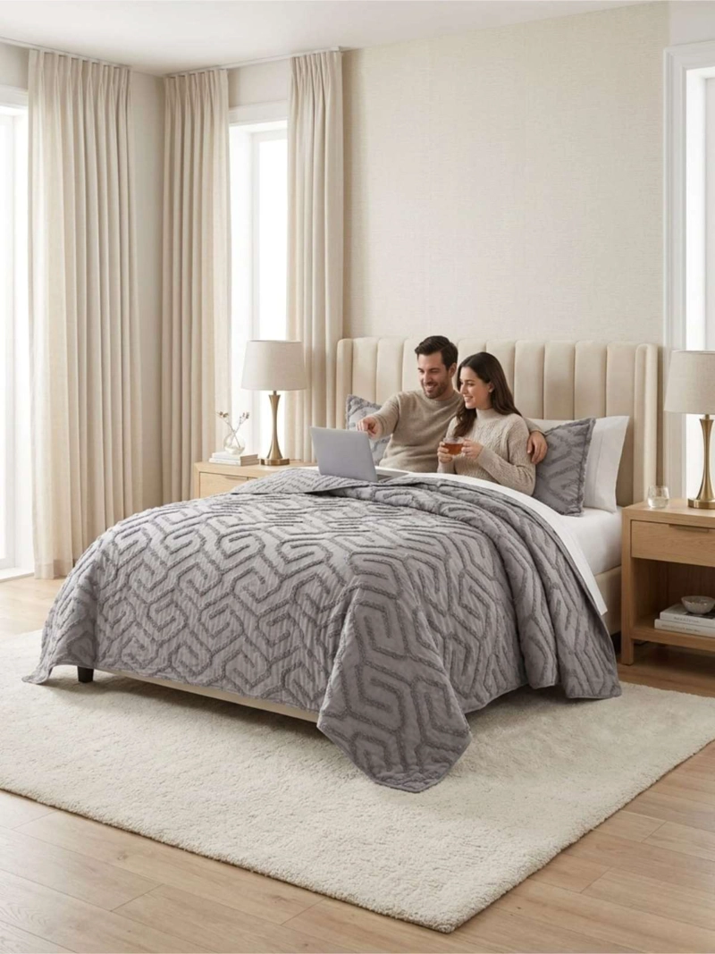 QUILT  GEOME TRICO DE VERANO LIVIANO  2 PLAZA TUFTING - 5