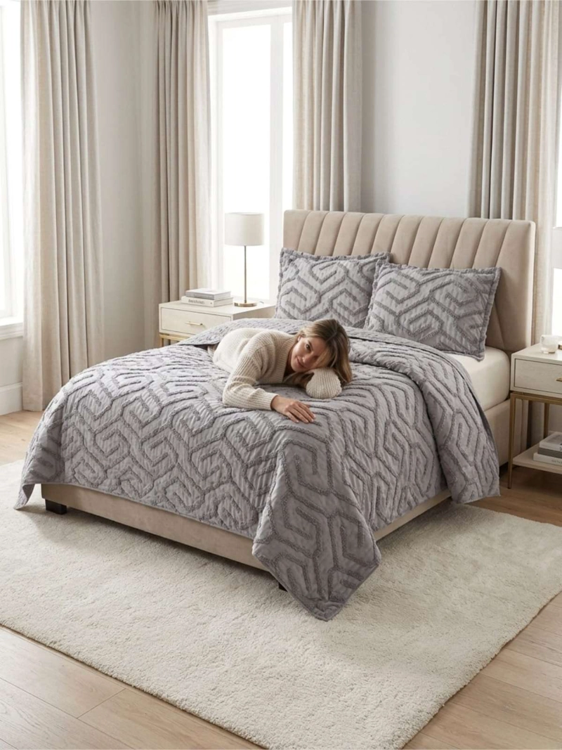 QUILT  GEOME TRICO DE VERANO LIVIANO  2 PLAZA TUFTING - 6
