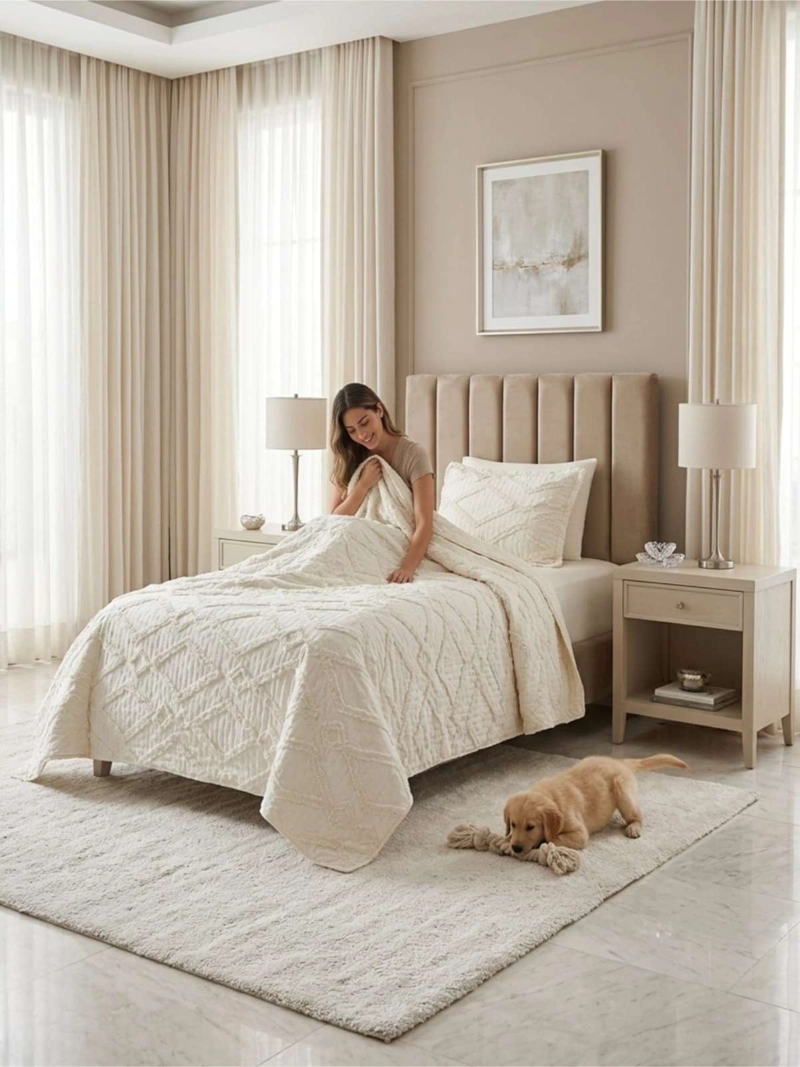 QUILT  GEOME TRICO DE VERANO LIVIANO  1,5 PLAZA TUFTING - 2