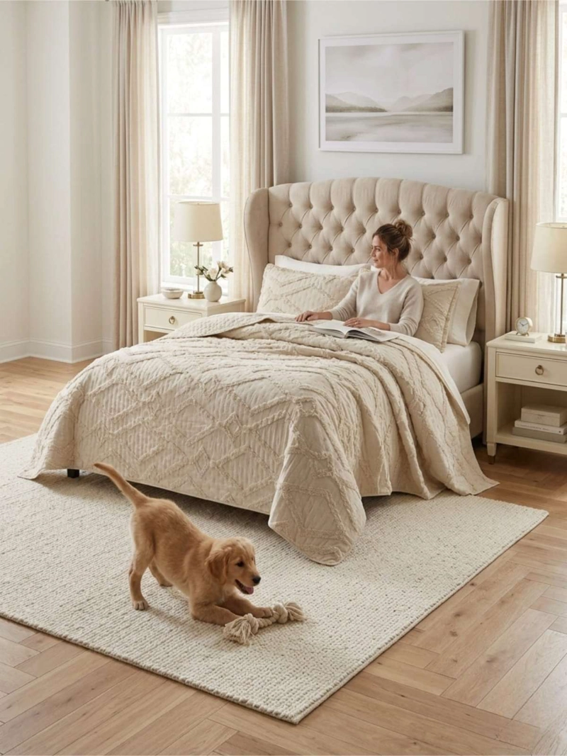 QUILT  GEOME TRICO DE VERANO LIVIANO  2 PLAZA TUFTING - 1