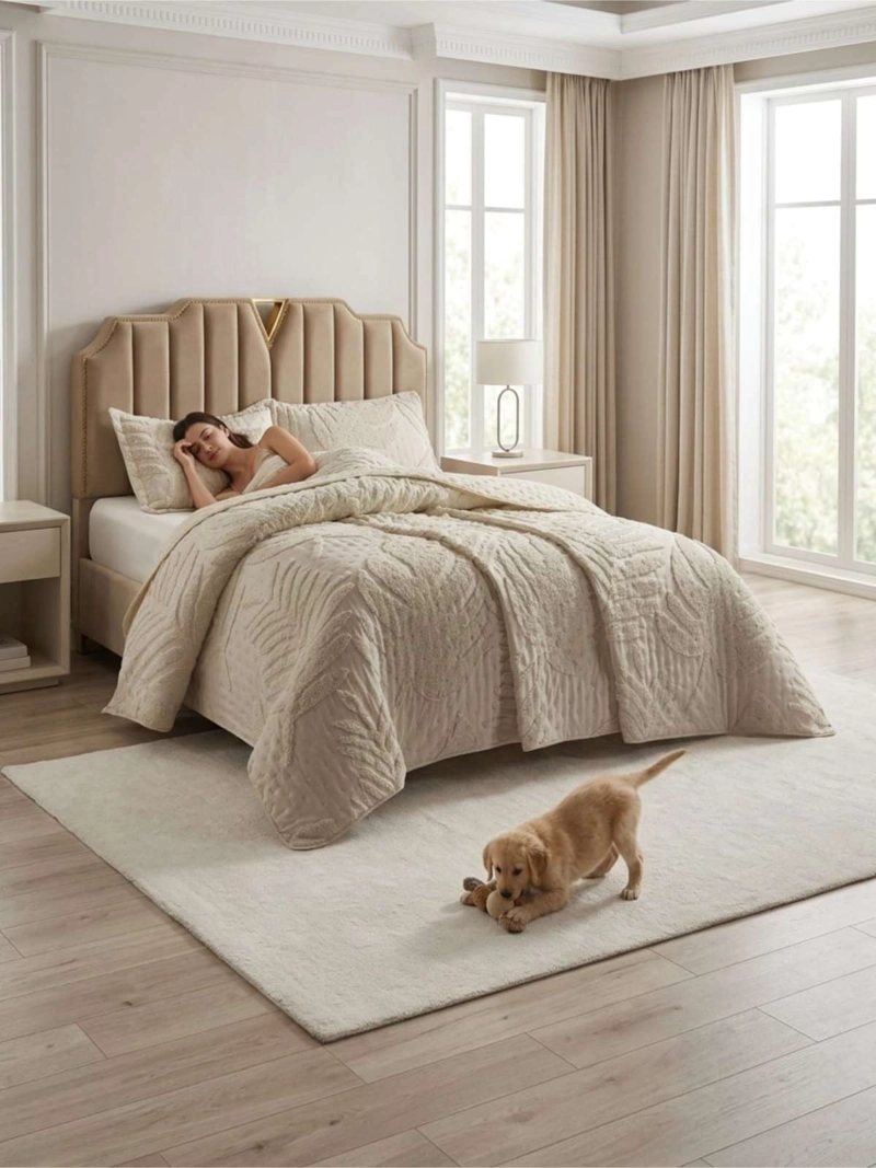 QUILT  GEOME TRICO DE VERANO LIVIANO  1,5 PLAZA TUFTING SERIE 3 - 5