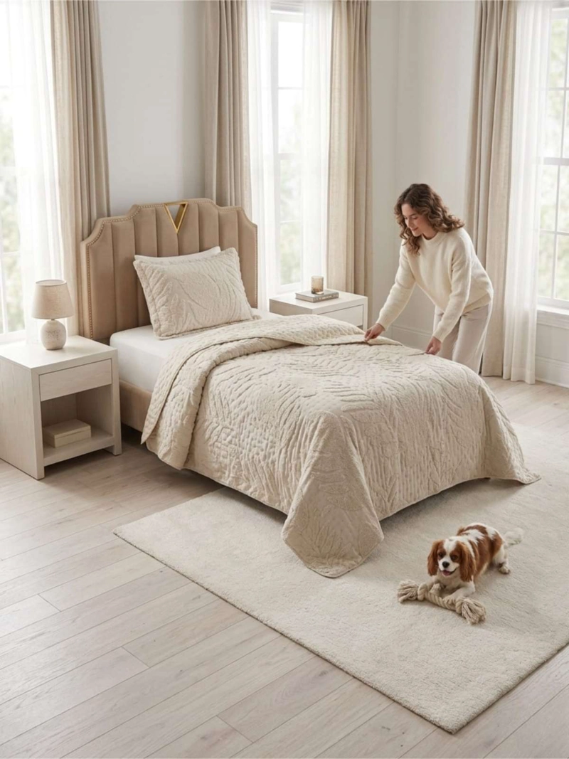 QUILT  GEOME TRICO DE VERANO LIVIANO  1,5 PLAZA TUFTING SERIE 3 - 6
