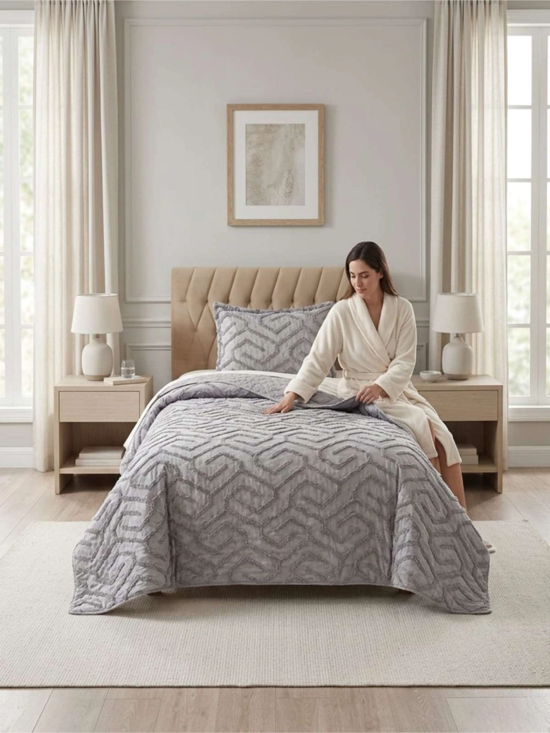 QUILT  GEOME TRICO DE VERANO LIVIANO  1,5 PLAZA TUFTING - 1