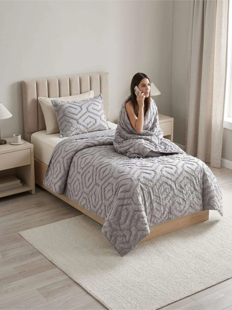QUILT  GEOME TRICO DE VERANO LIVIANO  1,5 PLAZA TUFTING - 2