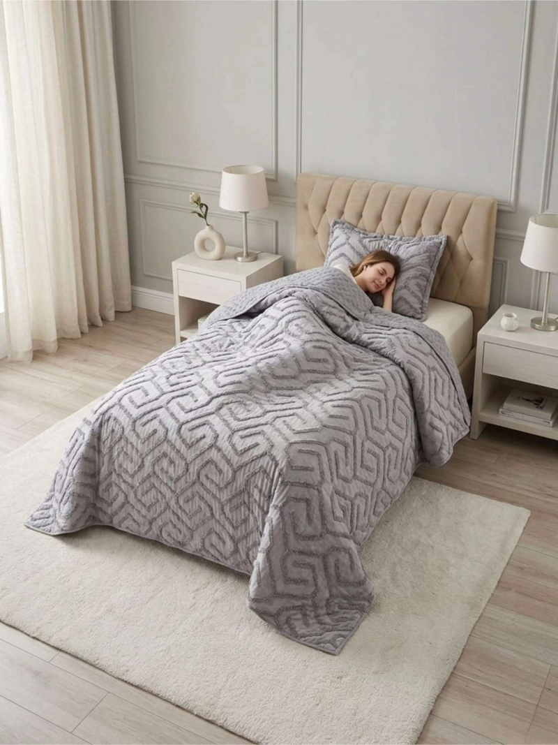 QUILT  GEOME TRICO DE VERANO LIVIANO  1,5 PLAZA TUFTING - 4