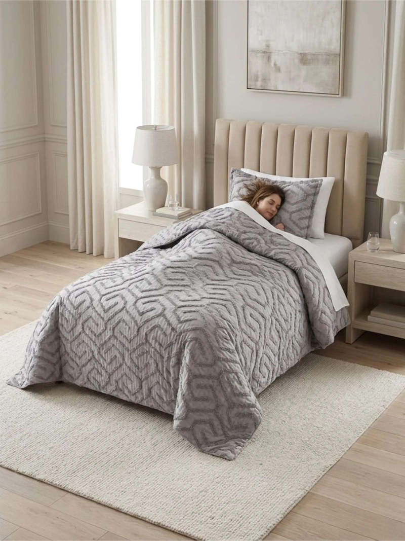 QUILT  GEOME TRICO DE VERANO LIVIANO  1,5 PLAZA TUFTING - 5
