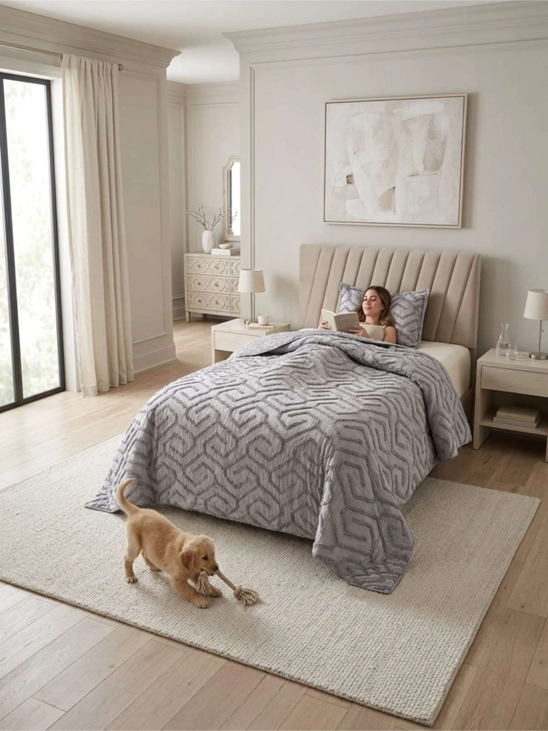 QUILT  GEOME TRICO DE VERANO LIVIANO  1,5 PLAZA TUFTING - 6