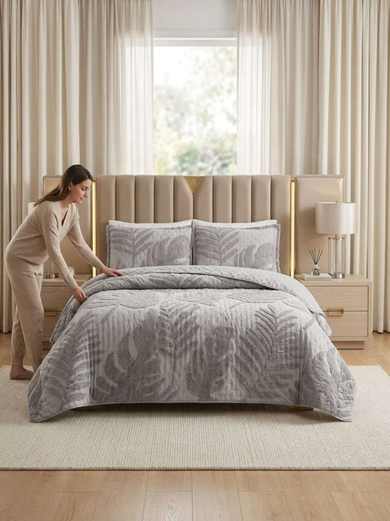QUILT  GEOME TRICO DE VERANO LIVIANO  2 PLAZA TUFTING SERIE 3 - 1