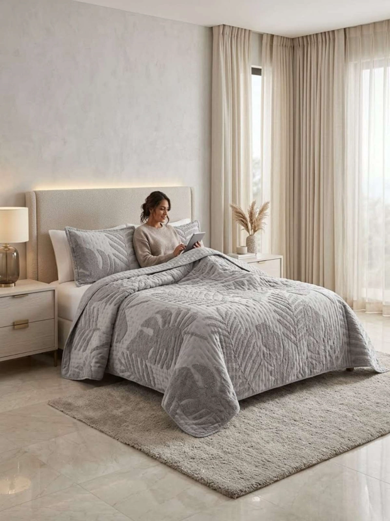 QUILT  GEOME TRICO DE VERANO LIVIANO  2 PLAZA TUFTING SERIE 3 - 6