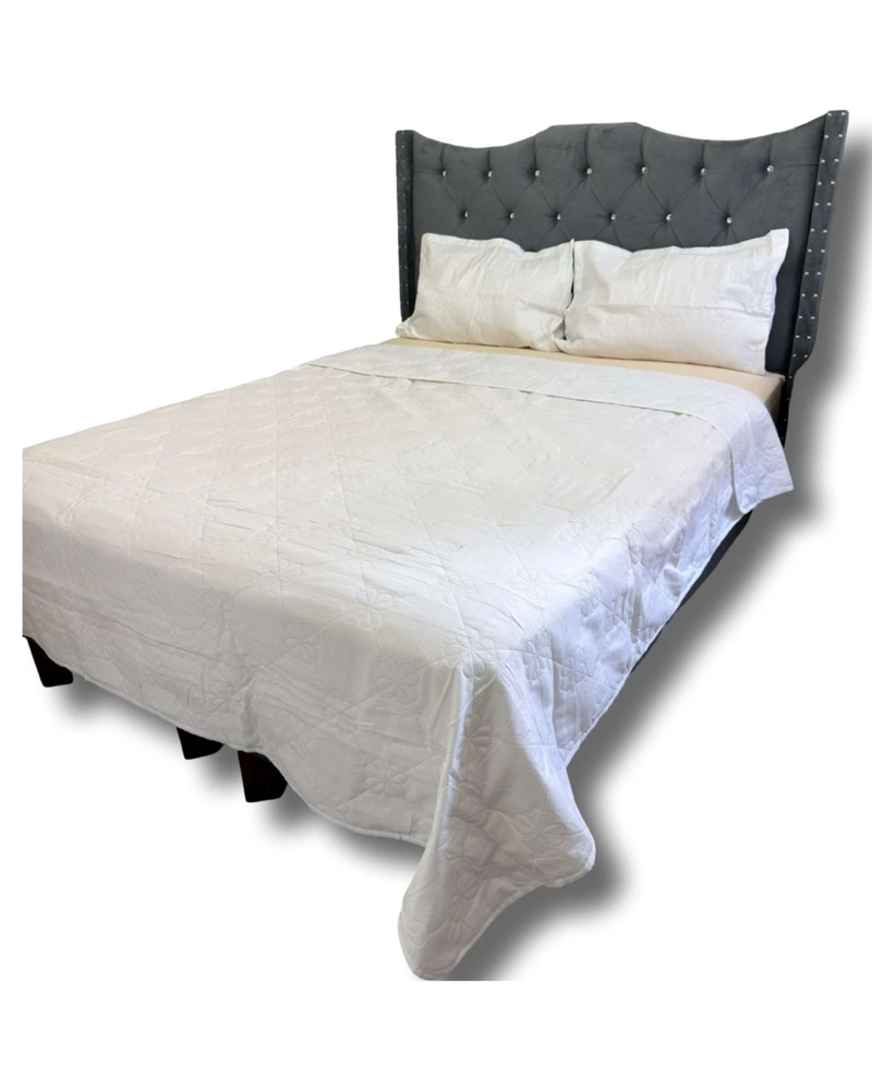 COBERTOR QUILT DE LUJO VERANO DELGADO 2 PLAZAS BLANCO - 1