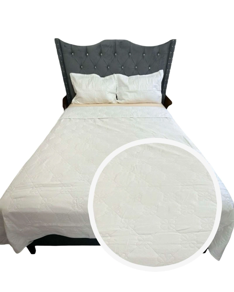 COBERTOR QUILT DE LUJO VERANO DELGADO 2 PLAZAS BLANCO - 2