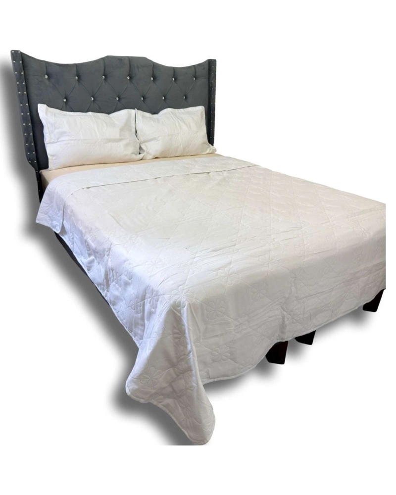 COBERTOR QUILT DE LUJO VERANO DELGADO 2 PLAZAS BLANCO - 3