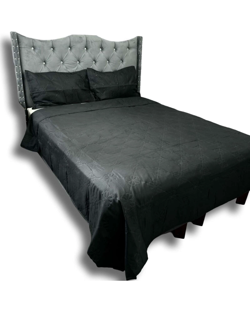 COBERTOR QUILT DE LUJO VERANO DELGADO PLAZA Y MEDIA NEGRO - 3