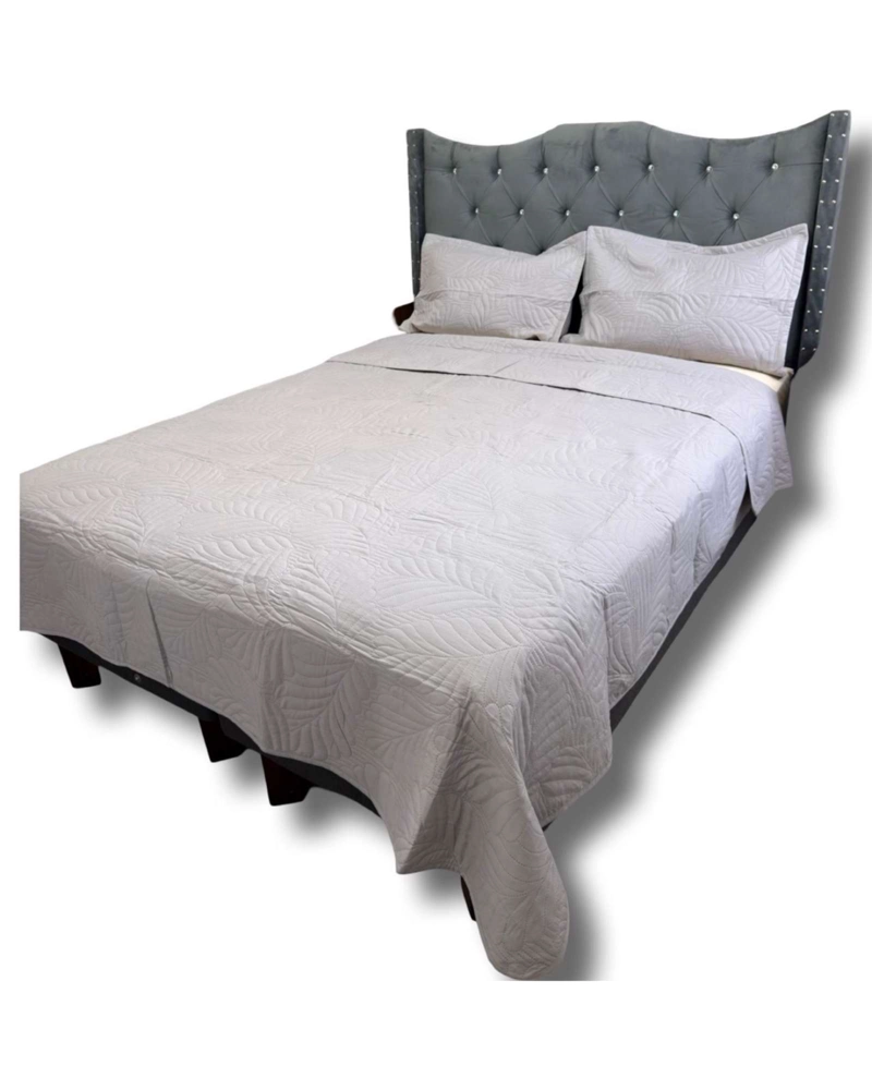 COBERTOR QUILT DE LUJO VERANO 2 PLAZA GRIS - 1