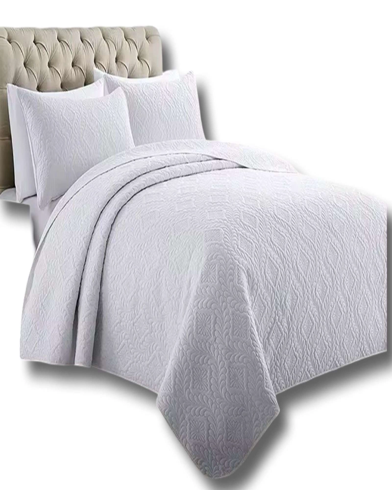 COBERTOR COLCHA DE VERANO QUILT 2 PLAZA BLANCO - 1