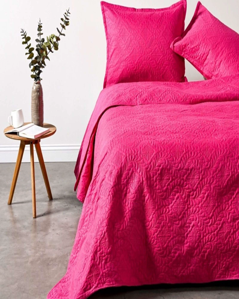 COBERTOR COLCHA DE VERANO QUILT PLAZA Y MEDIA FUCSIA - 4